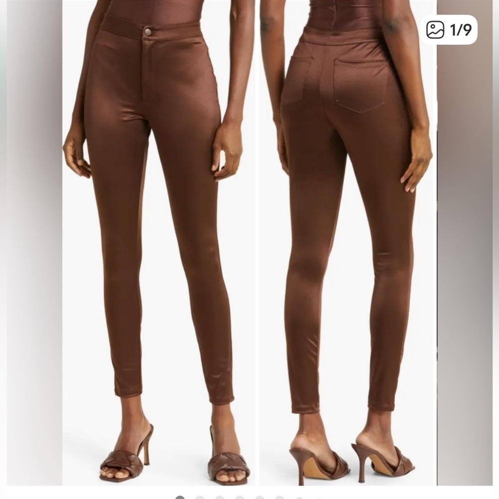 SKIMS Disco Iridescent Skinny High Rise Pants in Cocoa Womens Size XL